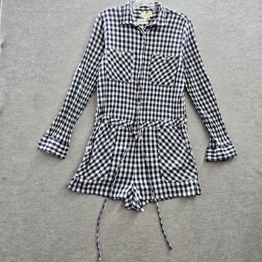 Denim & Supply Ralph Lauren Women Rompers Large Blue Plaid Gingham Button Front‎